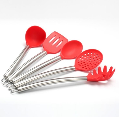 5 PC-Satzsilikonküchen-Werkzeugsätze mit Edelstahlgriff