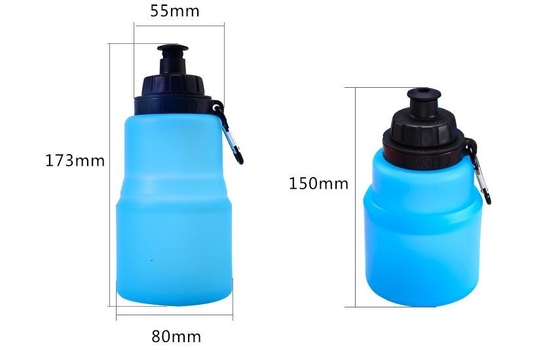 füllt zusammenklappbarer Sport des Silikons 480ML den Nahrungsmittelgrad ab BPA, der mit kundenspezifischem Logo frei ist