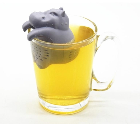 Graues Farbflusspferd formte Entwurf Nahrungsmittelgrad-Silikon-Tee Infuser