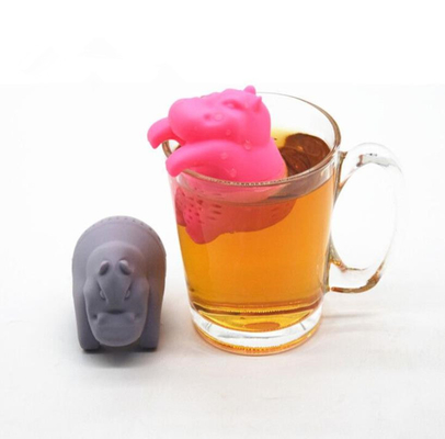 Graues Farbflusspferd formte Entwurf Nahrungsmittelgrad-Silikon-Tee Infuser