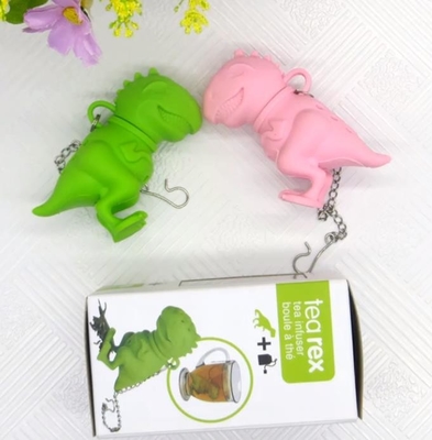 Dinosaurier formte Silikon-Teebeutel des Entwurfs BPA freien FDA mit Kastenpaket