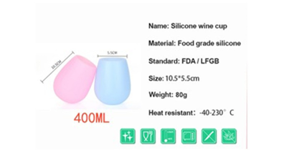 Unzerbrechliche wiederverwendbare bunte Silikon-Wein-Schale, Kaffee-Silikon-Wein-Gläser